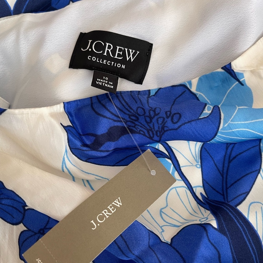J. Crew collection Blue white floral one shoulder maxi Dress Ruffled size 10 - Picture 11 of 16